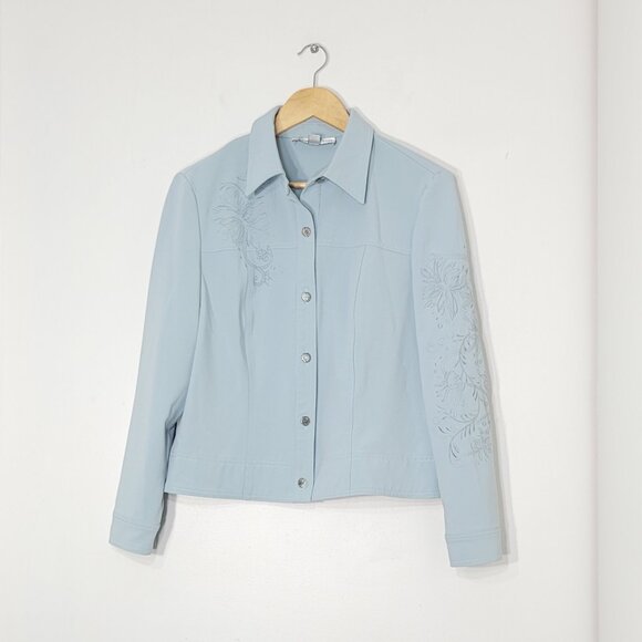 Proportion Petite Conrad C Light Blue Floral Embroidery Jacket Size 12 Petite - Picture 1 of 15